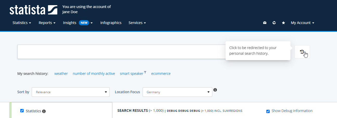 history button beside the search bar